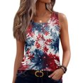 thumbnail image 2 of 250 Anniversary Usa Shirts for Women American Flag Print Sleeveless Botton Down Scoop Neck Tank Top Celebration Lightweight Summer Camping Shirts,XL,#01 Dark Blue, 2 of 5