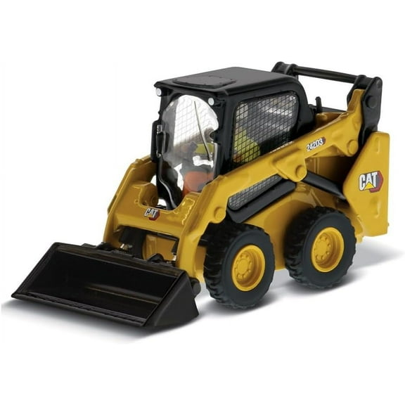 Diecast Masters 1:50 Caterpillar 242D3 Skid Steer Loader with Attachment Accessories | High Line Series Cat Trucks & Construction Equipment | 1:50 Scale Model Diecast Collectible | DM Model 85676