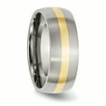 thumbnail image 4 of Bague à Bande Brossée en Acier Inoxydable 14k Jaune Incrustation 8 Taille, 4 of 6