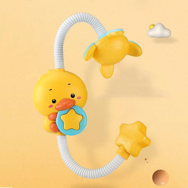 Juguete de baño para bebé en forma de nube, lindo grifo de baño y ducha con pico para niños, plegable, con ventosas y spray, ideal como regaloPato A zhangmengya unisex