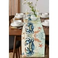 thumbnail image 4 of Blue Coastal Crab Table Runner 70 Inches, Nautical Beach Coral Starfish Bed Runner Dresser Scarves Tabletop for Indoor Outdoor Parties/Ceremony/Banquet, 13" x 70", 4 of 8