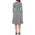 thumbnail image 3 of INSPIRE CHIC Houndstooth Work Dress for Women 3/4 Sleeve Boat Neck Plaid A Line Business Casual Dress XS Black, 3 of 6