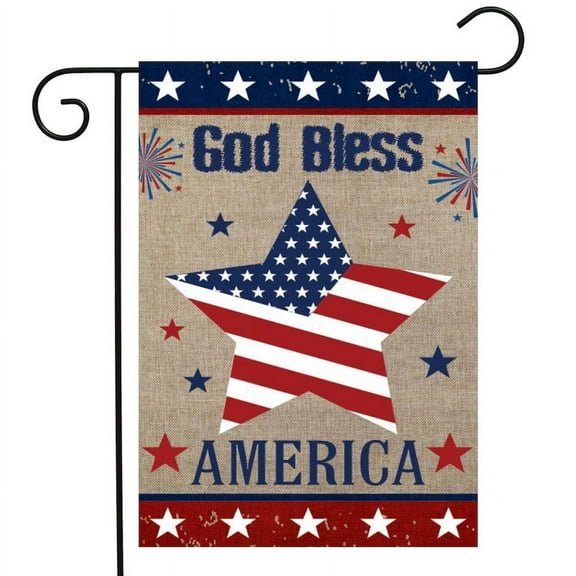 Briarwood Lane God Bless America Star Burlap Garden Flag