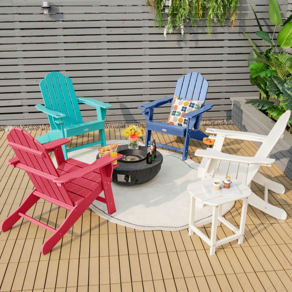 Aimee Lii Outdoor Adirondack Chair with Built-in Cup Holder for Backyard Porch, Modern Patio Furniture for Outdoor Backyard Pool Deck-Navy