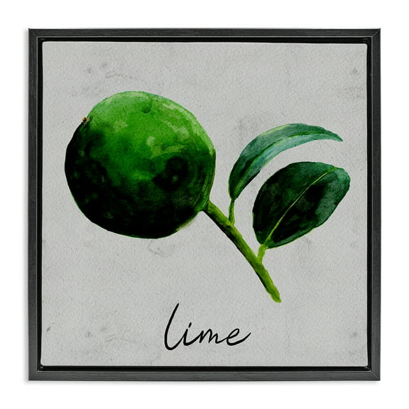 Stupell Industries Kitchen Lime with Leaf Food & Beverage Painting Black Floater Framed Canvas Art Print Wall Art, 18 x 18