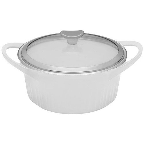 CorningWare 3.5Quart French White Cast Aluminum Dutch Oven with Glass
