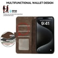 thumbnail image 3 of SaniMore Case Wallet for Samsung Galaxy A54 5G, RFID Blocking PU Leather Kickstand Flip Cover with 3 Card Slots [TPU Protective Interior Shell], Magnetic Folio Compatible with Samsung A54 5G, Brown, 3 of 6