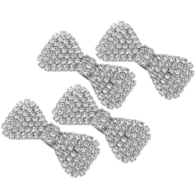 MasteelfCA 4Pcs Rhinestone Crystal Hair Clips Hair Bows Barrettes Wedding Bridal Hair Accessories
