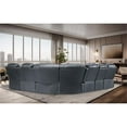 thumbnail image 3 of Kingway Furniture Faux Leather Reclining Sectional Sofa, Gray, 3 of 17