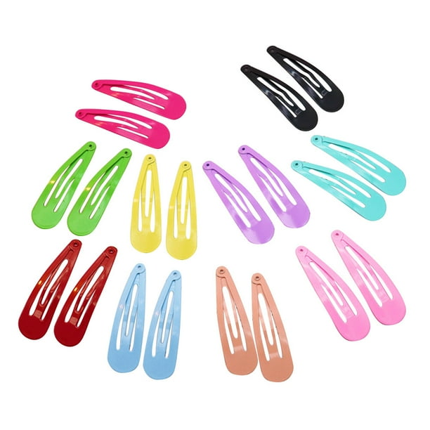 50 Uds. Pinzas para el cabello de colores puros mezclados, pasadores de diseño para niños, horquillas a presión de Metal para niñas (Color aleatorio)
