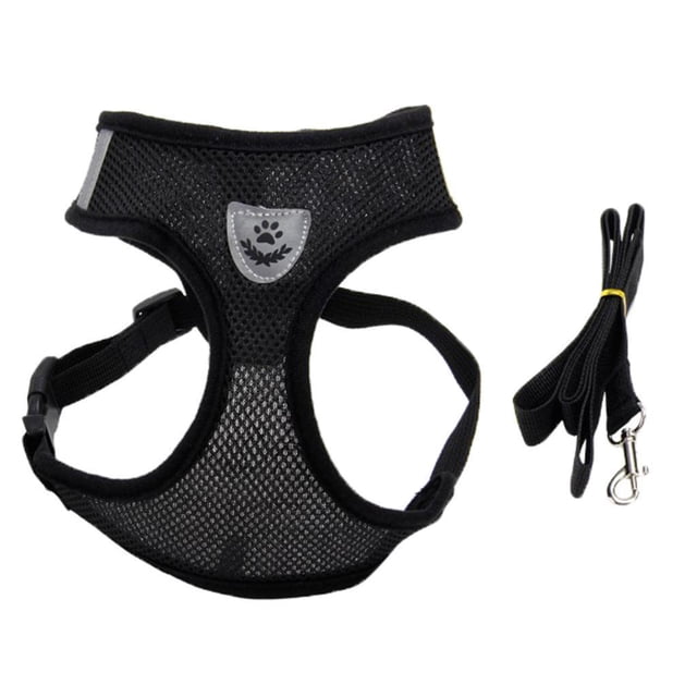 1 De Arnés De Malla Transpirable Para Mascotas, Chaleco De Pecho Ajustable, Cinturón De Trasera Para El Pecho Para Mascotas Lib S negro