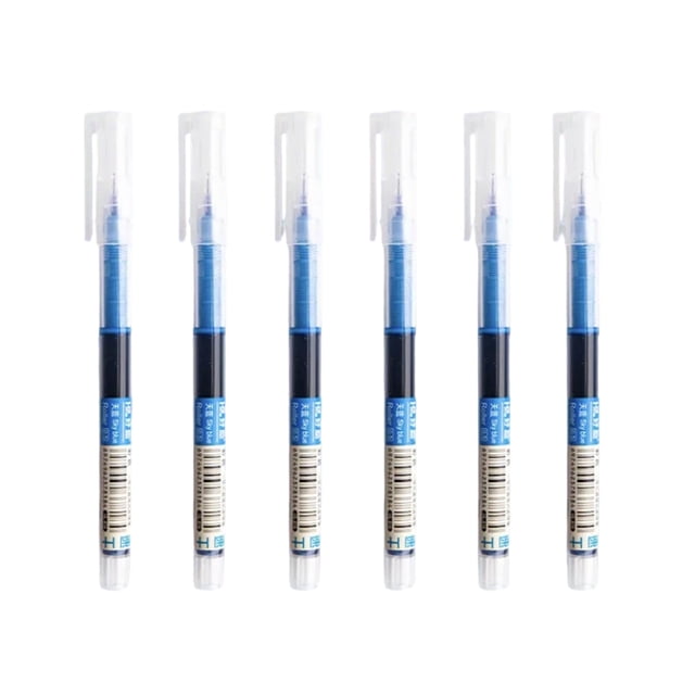 Sky Blue Rollerball Pens Set Fast Drying Liquid Ink Fine Point 0.5Mm For Office School Supplies 6 Pack