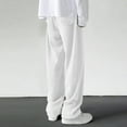 thumbnail image 4 of Dresfit Men's Baggy Sweatpants Uncuffed Wide Leg Joggers Heavyweight Long Drawstring Pants Open Bottom Elastic Waist Loose Y2k Trousers with Pockets White XL, 4 of 9