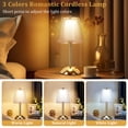thumbnail image 5 of Walchoice Cordless Table Lamp, 3 Colors Dimmable LED Crystal Desk Lamp, 2500mAh Rechargeable Touch Lamp , Portable Night Light for Bedroom Living Room Restaurant Kitchen, Gold, 5 of 7