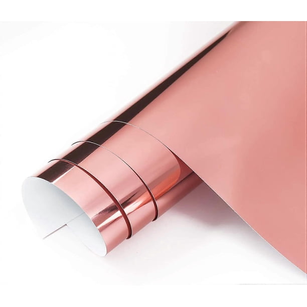 Craft Chrome Rose Gold Permanent Adhesive Vinyl Roll 12" by 6 FT for Signs, Scrapbooking, Compatible with Cricut, Silhouette Cameo