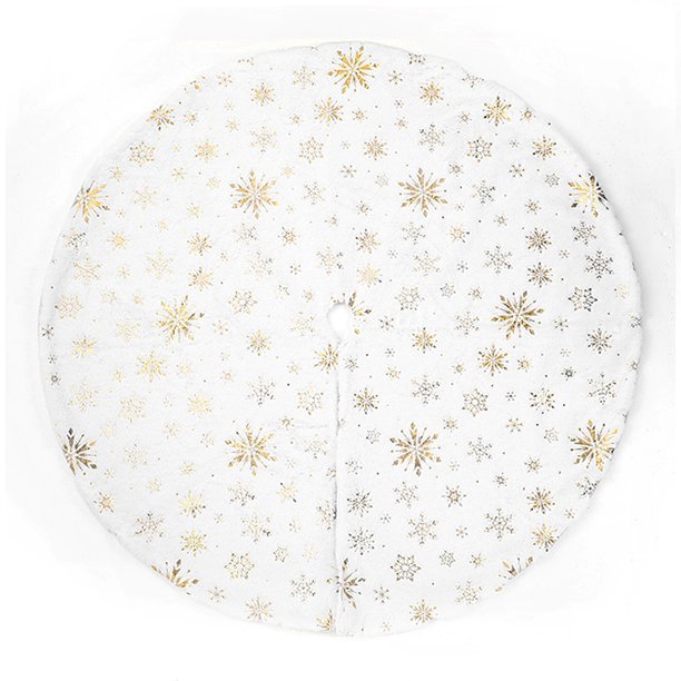 Kearding Manta con inferior para árbol de Navidad, atmósferas temáticas, alfombrilla para suelo de Navidad, fotografía, decoración de adorno Kits de decoración para fiestas Dorado Blanco Kearding HA065315-03
