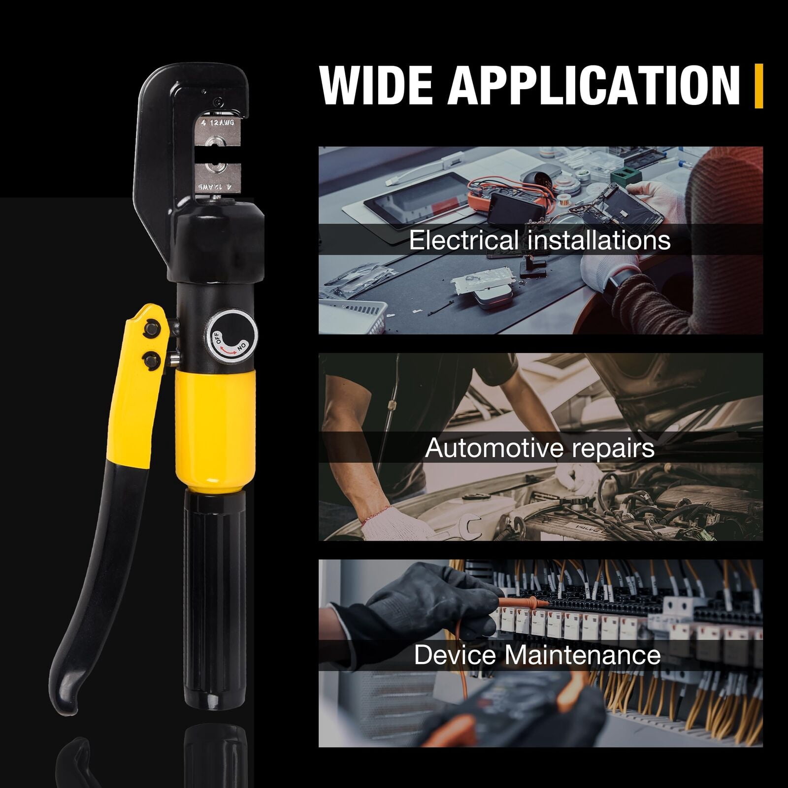 LCyindu 10T Hydraulic Crimping Tool 12-2/0AWG Hydraulic Cable Crimping Tool w/9 Dies