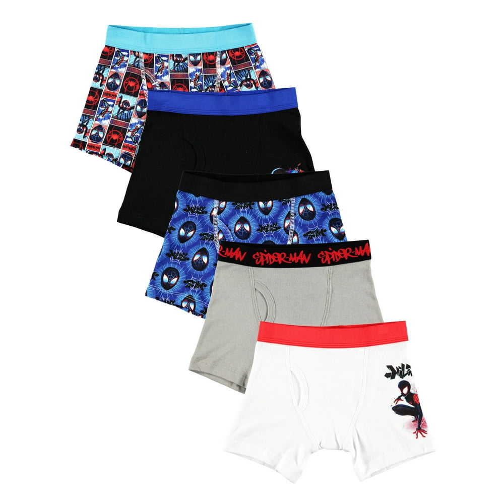 SpiderMan SpiderMan, Boys Underwear, 5 Pack Boxer Briefs Sizes 4
