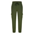 thumbnail image 4 of LADIGASU Men Casual Comfy Solid Pocket Bandage Drawstring Regular Pants, 4 of 6