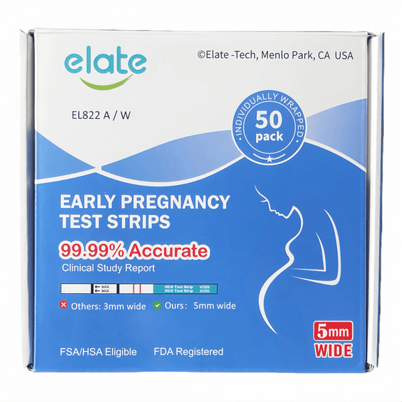 Elate Pregnancy Test Early Detection Strips – 50 Count Bulk EPT, Pruebas De Embarazo, Ultra-Sensitive 25mIU/mL, 99.99% Accurate, Easy Home Use