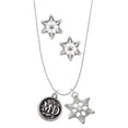 thumbnail image 1 of Delight Jewelry Silvertone Doctor Caduceus Seal - MD Silver tone Snowflake Charm Necklace and Stud Earrings, 1 of 4