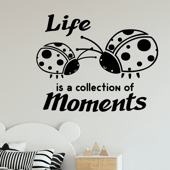 Life Quote Ladybug Ladybugs Lady Bug Bugs Cute Animal Insect Vinyl Design Wall Sticker Art Decal Boy Girl Kid Room Bedroom Nursery Kinder Playroom Home Decor Stickers Decoration Size (24x40 inch)