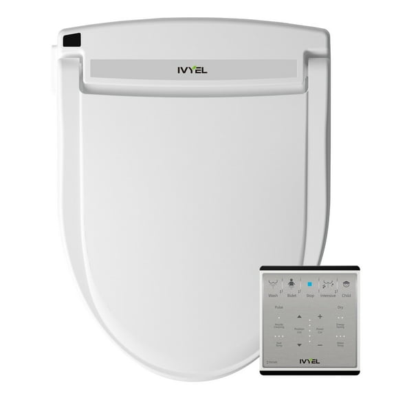 Ivyel J-2R Smart Electric Bidet for Toilet Seat,Fits Round toilet,Warm water,Heated bidet toilet seat,Remote Control,Heated Dryer, hild Function,Stainless Steel Self-Cleaning Nozzle,LED Night Light