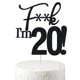 thumbnail image 1 of Fiesta de 20 cumpleaños de Cake Topper Veegood Black Glitter, 1 of 5