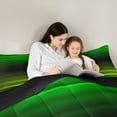 thumbnail image 5 of jejeloiu Geometric Lines Pattern Full Size Comforter Sets,Waves Stripe Bedding Comforter Set,Green Black Striped Bedding Sets For Teens,Microfiber Bedroom Decor Reversible,3-Piece, 5 of 8