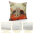 thumbnail image 4 of GOSMITH  Custom Name Welcome Spring Dog Throw Pillow Cover Alaskan Malamute Puppy Driving a Vintage Car Summer Flowers and Lawn Decor Home Couch Cushion Pillowcase, 4 of 5