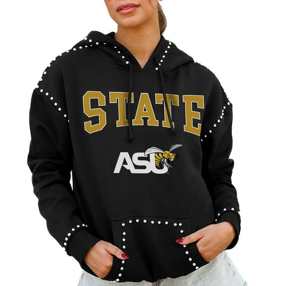 Women's Gameday Couture Black Alabama State Hornets Studded Pullover Hoodie