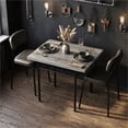 thumbnail image 6 of Ktaxon 3 Piece Dining Table Set with 2 Chairs, 31.5" Dining Table and Chairs for 2, Breakfast Table with PU Leather Padded Stackable Chairs, Perfect for Apartment, Small Spaces, Gray, 6 of 8
