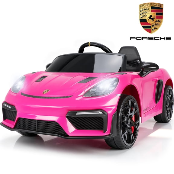 iYofe 12V Licensed Porsche 718 Powered Ride on Car, Toddlers Electric Car with Remote, 4 Wheels Suspension, Ride on Toy for Kids Ages 3-6, Pink