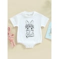 thumbnail image 2 of Bagilaanoe Newborn Baby Girl Boy Easter Rompers Rabbit Print Short Sleeve Bodysuits 3M 6M 12M 18M 24M Infant Casual One Piece Short Jumpsuit, 2 of 8