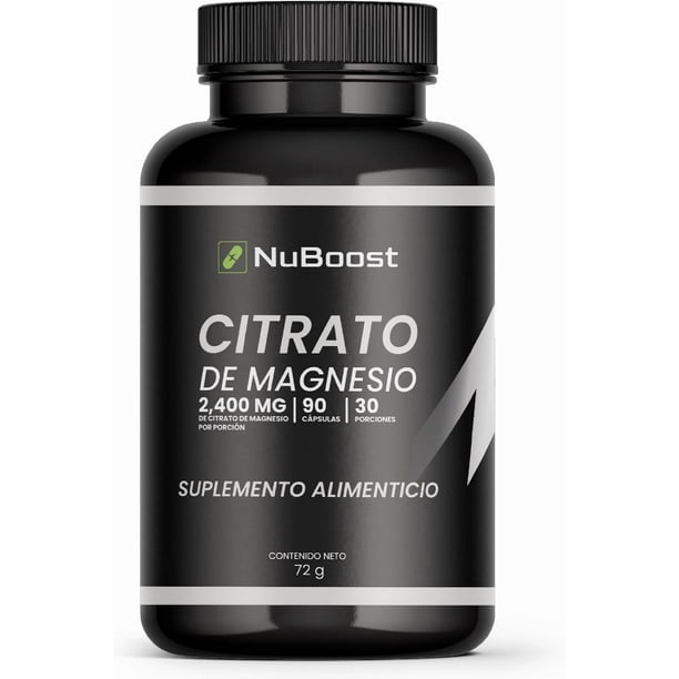 Nuboost Citrato de Magnesio Capsulas - Magnesium Citrate 2400 mg por porción 90 cápsulas - 1 meses de consumo - MADE IN USA - USDA