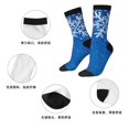 thumbnail image 5 of Honeii Blue Christmas With Snowflakes Print Adult Socks,Crew Socks,Casual Calf Socks,Daily Wear Socks for Men & Women, Perfect for Sports, Casual and Everyday Use, 5 of 6