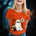 thumbnail image 5 of mgoYE Women Halloween Tshirts Halloween Printed Short Sleeve T Shirts, Pumpkin Woman Shirts(Orange,S), 5 of 8