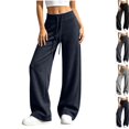 thumbnail image 2 of Womens Wide Leg Sweatpants Fall Y2K Low Rise Drawstring Baggy Sweatpants Athletic Joggers for Running,Yoga,Lounge Pants Black M, 2 of 6
