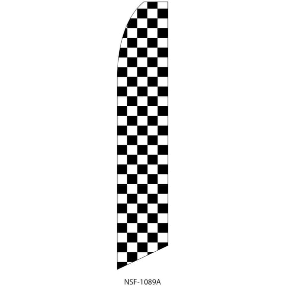 3 three CHECKERED black/white 11.5' Swooper #8 Feather Flags BANNERS