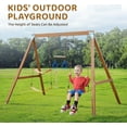 thumbnail image 3 of Ktaxon Wood A-Frame Swing Set for Backyard, Kids Playset with 2 Belt Swings & Trapeze Bar, 390lbs Capacity, 3 of 7