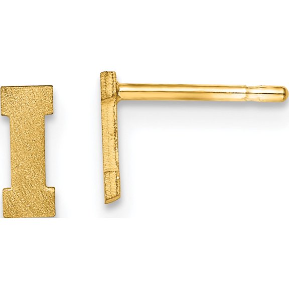 Ss/Gold Plated Sterling Silver Gold-Plated Brushed Letter I Initial Post Earrings Made In United States xne45gp/i