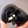 thumbnail image 6 of 2022 Toddler Girls Pearls Bow Patent Leather Dress Shoes Wedding Gown Flat Shoes, 6 of 10