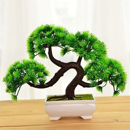 Green Artificial Plant Simulation Fake Potted Bonsai Tree in Pots - Artificial Plant And Flowers Garden Home Office Desk Decorations for Indoor Outdoor