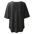 thumbnail image 7 of JGGSPWM Women's V-Neck Batwing Half Sleeve Waffle Knit Loose Solid Color Blouse Tops Black M, 7 of 7