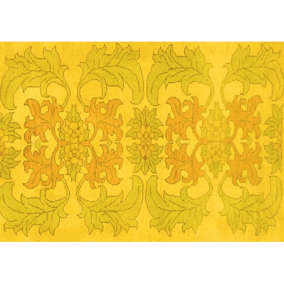 Ahgly Company Indoor Rectangle Abstract Yellow Modern Area Rugs, 2' x 3'