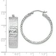 thumbnail image 3 of Primal Silver Sterling Silver Rhodium-plated Diamond-cut Hinged Hoop Earrings, 3 of 3