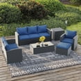 thumbnail image 5 of Royalcraft 9 Pieces Patio Furniture Set, All Weather PE Wicker Rattan Outdoor Sectional Sofa with Storage Box and Cushion, Outdoor Furniture for Lawn Backyard Poolside Porch, 5 of 9