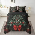 thumbnail image 3 of Manfei Black Green Xmas Tree 7-Piece Twin Bedding Sets, Fairy Tale Princess Bowknot Bedding Comforter Set, Happy New Year Reversible Sheet Sets, Luxury Bedroom Decor, 3 of 8