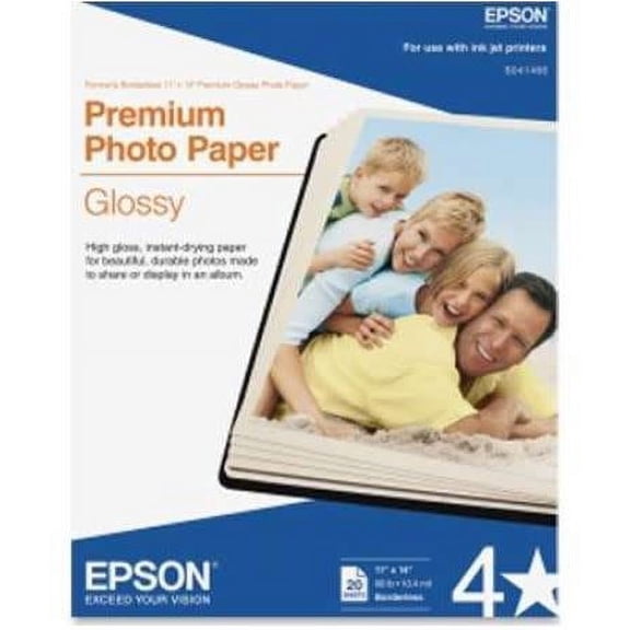 Epson Photo Paper High Gloss - 11.3" x 14.5" x 0.5" - 20 Sheet - White