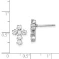 thumbnail image 2 of 925 Sterling Silver Polished Cubic Zirconia Religious Faith Cross Post Earrings 19x10mm Wide Stud Earring for Women, 2 of 2